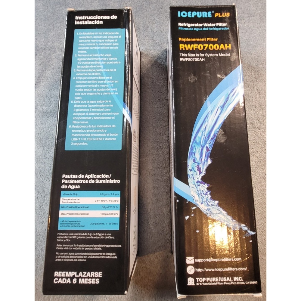 IcePure RWF0700AH Refrigerator Water Filter Replacement 2 Pack New‎ Sealed